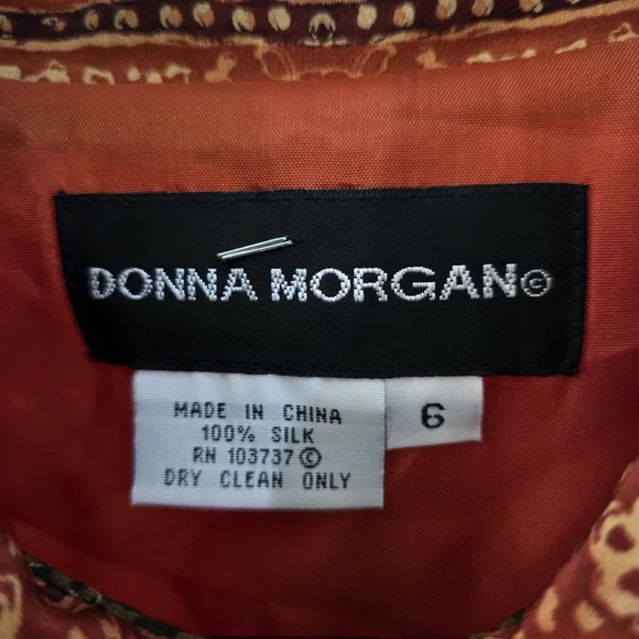 Donna Morgan Silk Button-Front Jacket in Rust Orange with Gold Accent - Picture 2 of 3